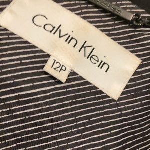 Clavin Klein suit -navy swing a-line skirt scallop edge jacket 3-button classic